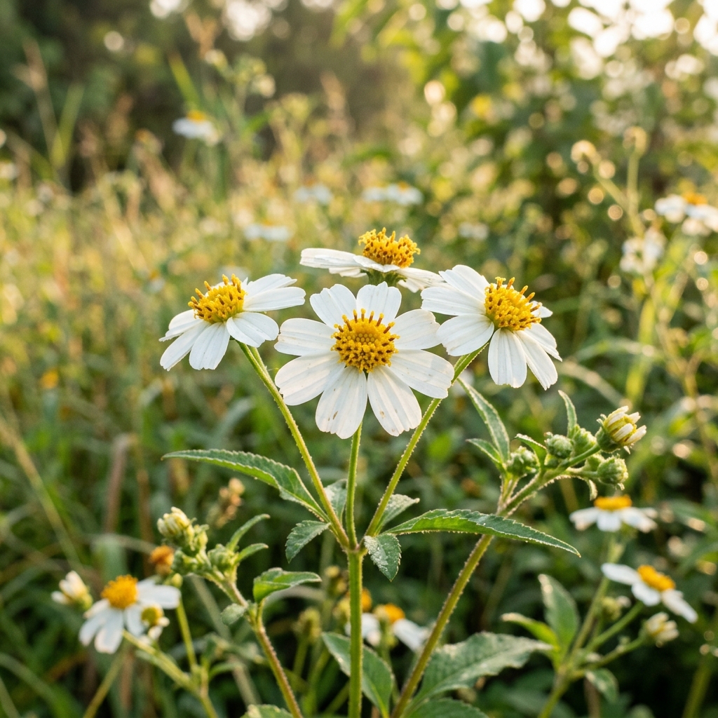 Tachi-awayuki-sendangusa white flower macro